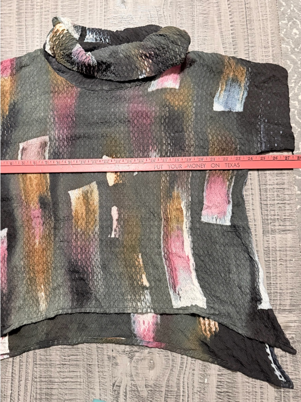 Women’s Gray Abstract Brushstroke Cowl Neck Top - Picture 6 of 8